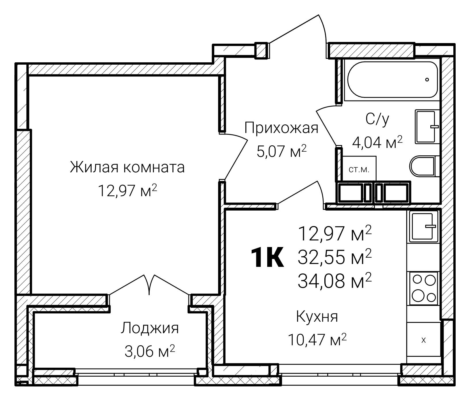 Планировка 67---1-комнатные